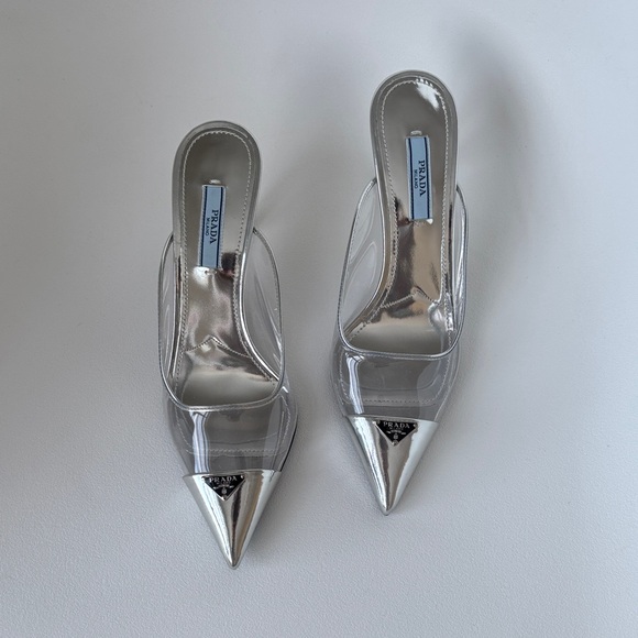 Prada Shoes - Prada Women's Metallic Silver Pointed Heels
